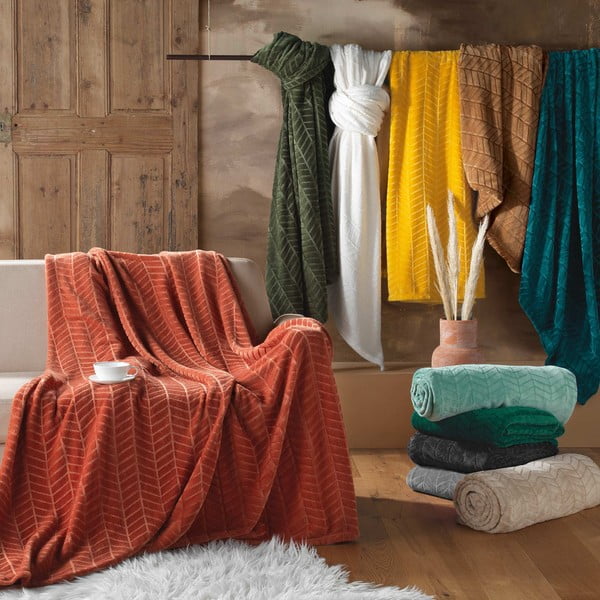 Copriletto in microflanella marrone 180x220 cm Arya - douceur d'intérieur-image-3