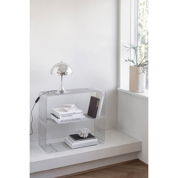 Libreria da parete color argento lucido in metallo 70x30 cm Wire – Mette Ditmer Denmark-image-1