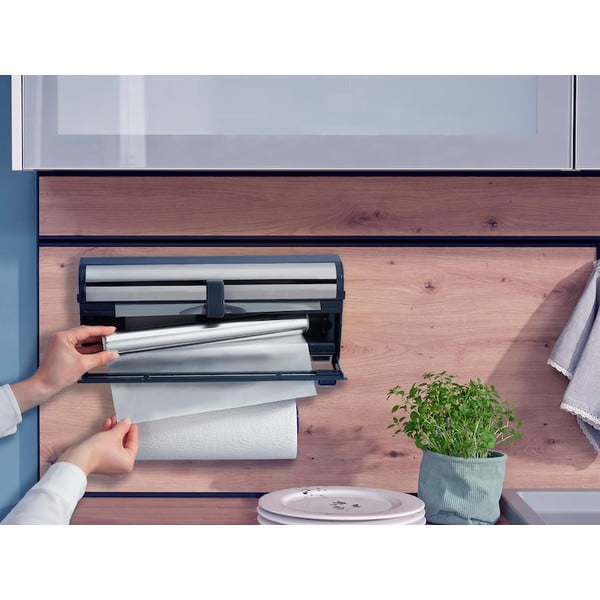 Porta pellicola e alluminio da parete da parete argentato in metallo Parat Royal – LEIFHEIT-image-1