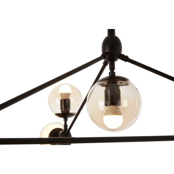 Lampadario nero in metallo con paralume in vetro Abira – Premier Housewares-image-1