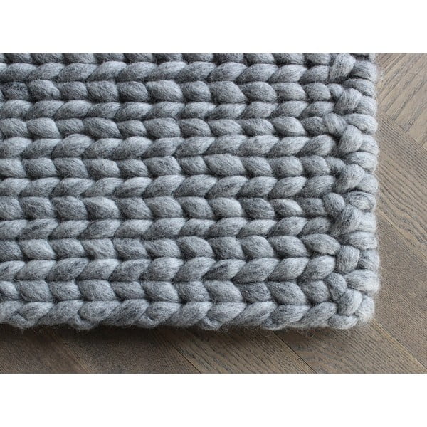 Tappeto in lana intrecciata grigio acciaio , 170 x 240 cm Braided Rugs - Wooldot-image-1