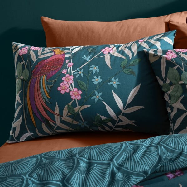 Biancheria da letto verde scuro per letto matrimoniale/per letto esteso 230x220 cm Tropical Floral Birds – Catherine Lansfield-image-3