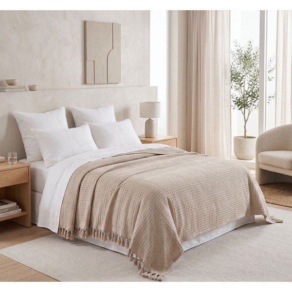 Copriletto beige in cotone 220x240 cm Lotus – Mijolnir-image-1