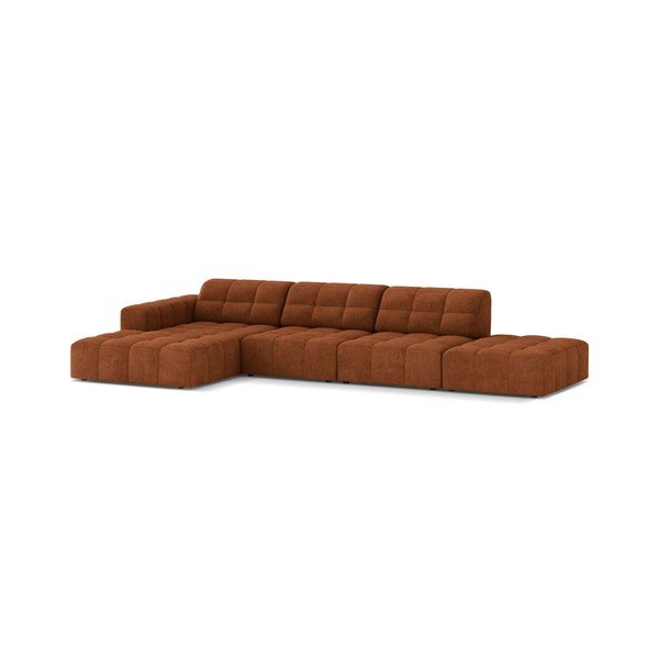 Divano angolare color terracotta (con penisola a sinistra/con chaise lounge) con rivestimento in ciniglia Chicago – Cosmopolitan Design-image-1