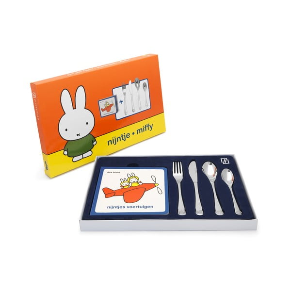 Posate per bambini in acciaio inox argento 4 pezzi Miffy - Zilverstad