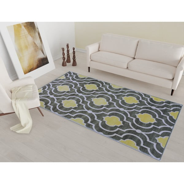 Tappeto lavabile giallo-grigio 80x50 cm - Vitaus-image-1