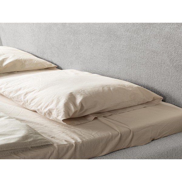 Letto matrimoniale imbottito grigio chiaro con rete inclusa 140x200 cm Makana – Makamii-image-1