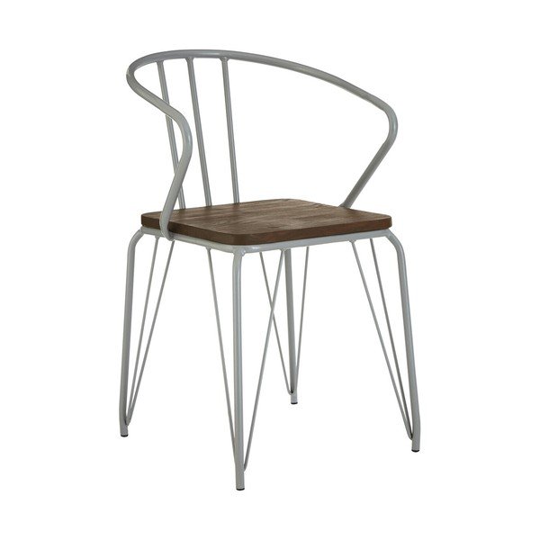 Sedia da pranzo grigia/colore naturale scuro in olmo massiccio District – Premier Housewares