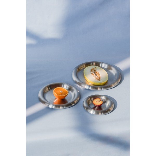 Set di piatti argentati in acciaio inox 2 pz ø 28 cm Roto – noo.ma-image-3