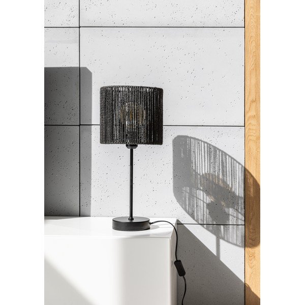 Lampada da tavolo nera con paralume in canna (altezza 48 cm) Foresto - GTV-image-1
