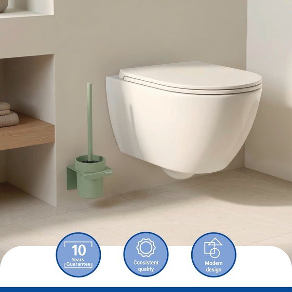 Scopino WC senza foratura verde in plastica con aggancio Turbo-loc Lizan – Wenko-image-1