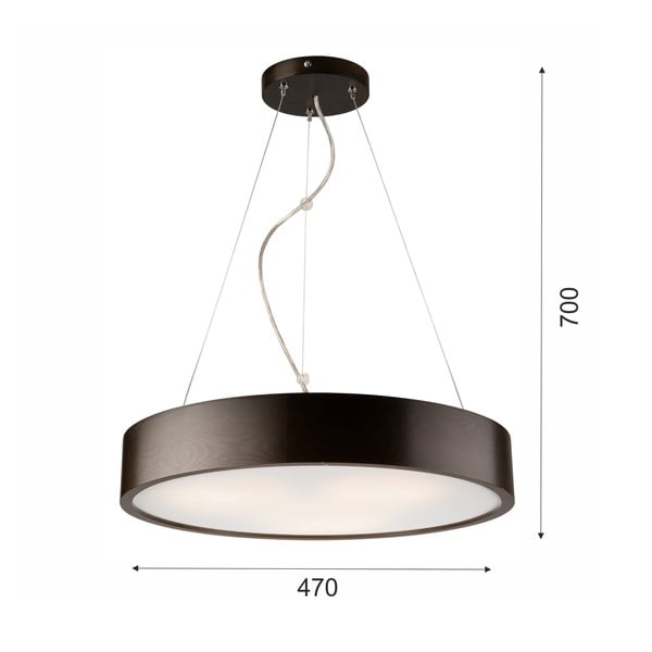 Lampada a sospensione marrone scuro con paralume in vetro ø 47 cm Eveline - LAMKUR-image-4