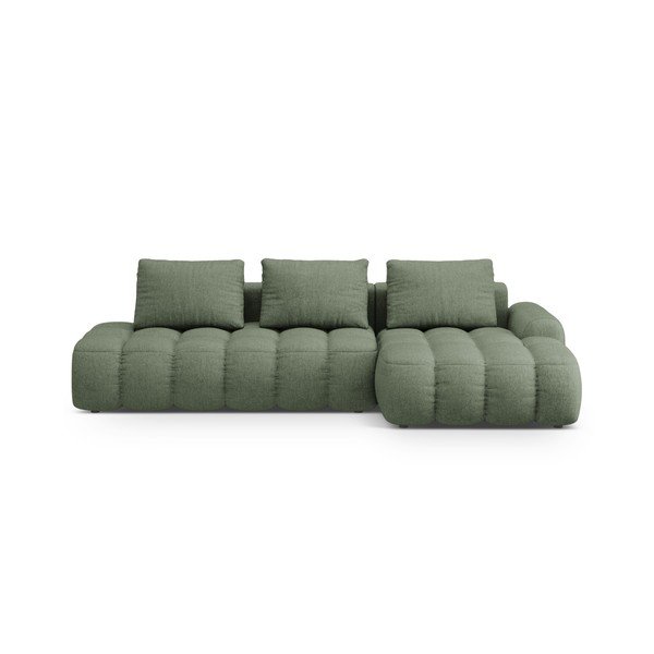 Divano angolare verde allungabile/con contenitore (con penisola a destra/con chaise lounge) Linz – Cosmopolitan Design