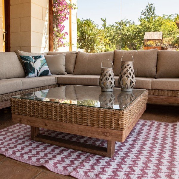 Tavolo da giardino in rattan artificiale 80x80 cm Patsy - LDK Garden-image-1