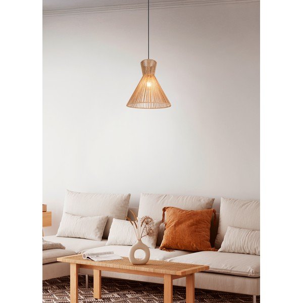 Lampadario di colore naturale in metallo con paralume in carta lavorata ø 35 cm Rosalie – Reality-image-1