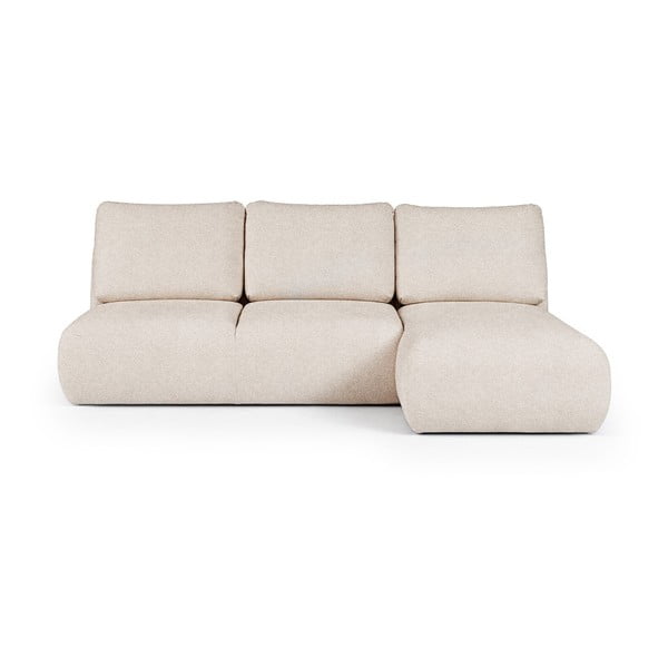 Divano angolare color crema (con penisola a destra e chaise lounge) rivestito in bouclé Mirel – Rodier