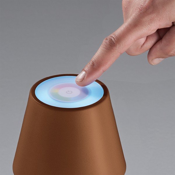 Lampada da tavolo a LED marrone con paralume in metallo (altezza 34 cm) Cosenza - Fischer & Honsel-image-1