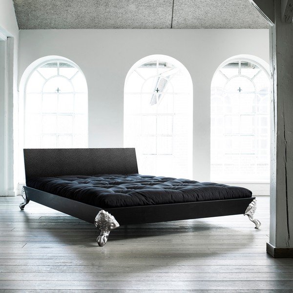 Postel Karup Eagle Black/Black Leather,  140x200 cm