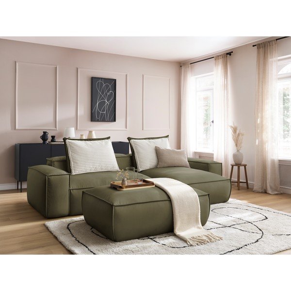 Divano angolare verde in similpelle Boheme - Bobochic Paris-image-3