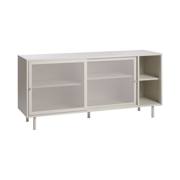 Cassettiera grigia in metallo con porte scorrevoli 160x75x47 cm Veep – Unique Furniture-image-4