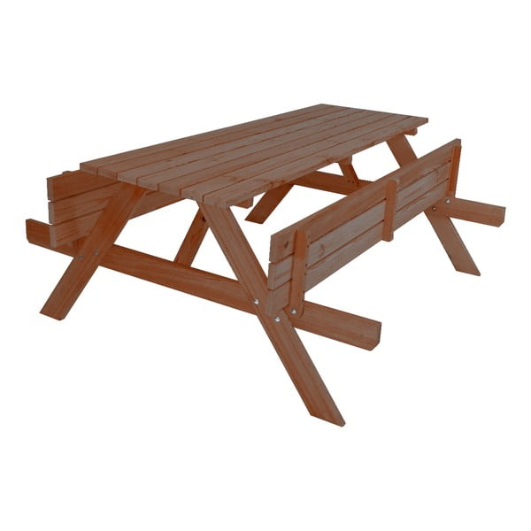 Set da pranzo da giardino in legno massiccio marrone scuro per 4 persone Piknic - Rojaplast-image-1