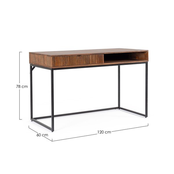 Scrivania con piano in legno di mango 60x120 cm Tadita – Bizzotto-image-4