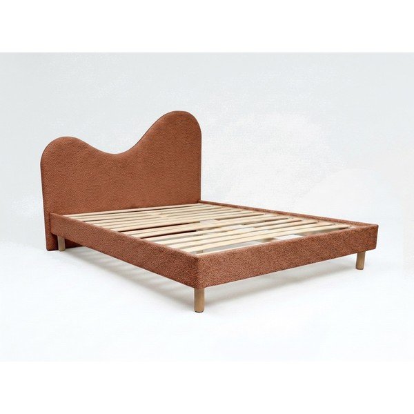 Letto matrimoniale imbottito color terracotta imbottito con rete inclusa 160x200 cm Celina – Bobochic Paris-image-4