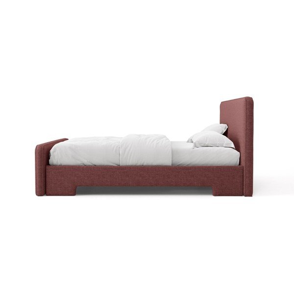 Letto matrimoniale imbottito rosa con rete inclusa 160x200 cm Eda – Micadoni -image-3