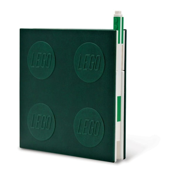 Quaderno quadrato verde bottiglia con penna gel , 15,9 x 15,9 cm - LEGO®
