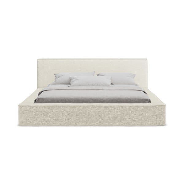 Letto matrimoniale imbottito color crema con contenitore e rete inclusi 160x200 cm Noho – Makamii-image-4