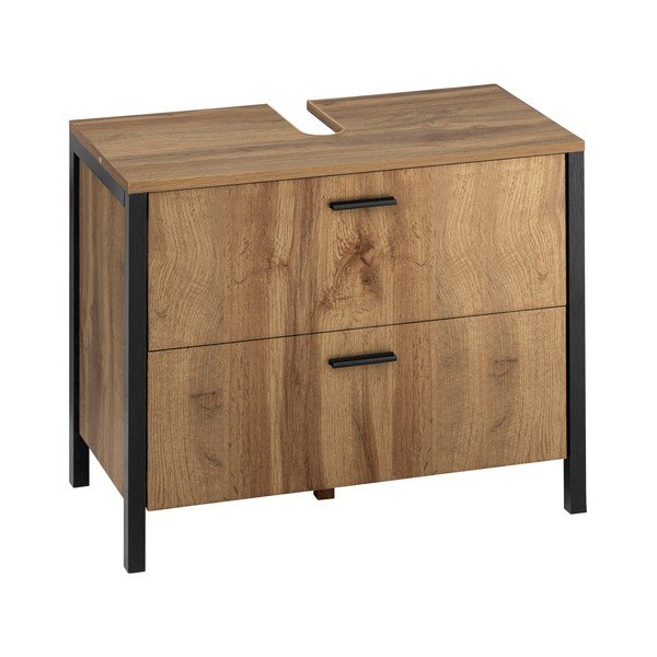 Mobile lavabo marrone con due cassetti Werra - Støraa-image-1