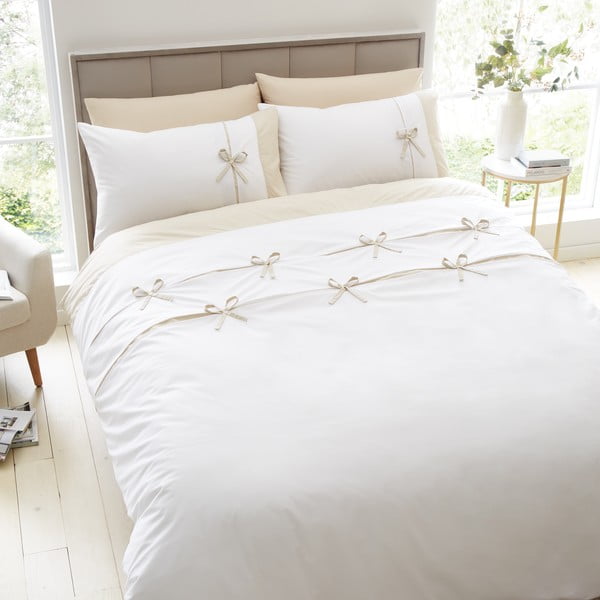 Biancheria da letto singola bianca 135x200 cm Milo Bow - Catherine Lansfield