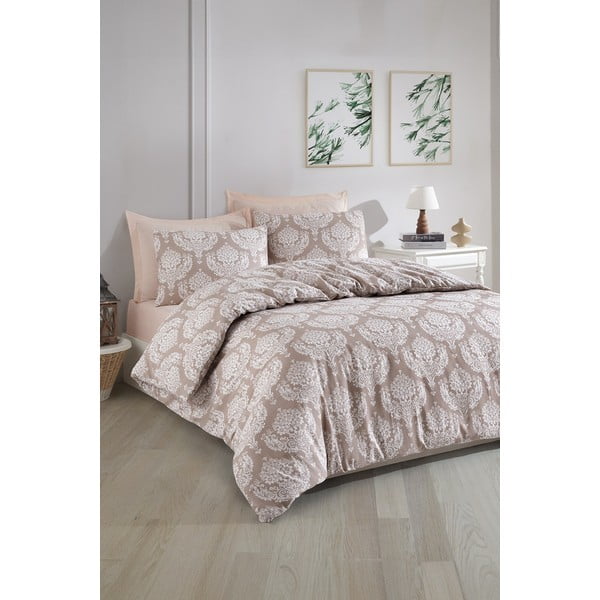 Biancheria da letto marrone per letto matrimoniale 200x200 cm Post – Mijolnir