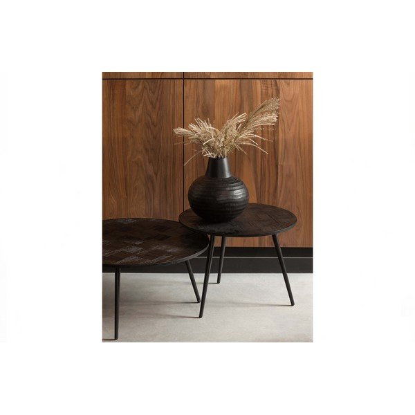 Tavolino rotondo in teak nero ø 74 cm Leo - WOOOD-image-1