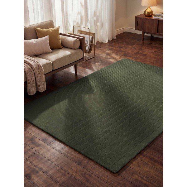 Tappeto verde scuro in lana tessuto a mano 200x300 cm Arcura – Vikosa-image-1