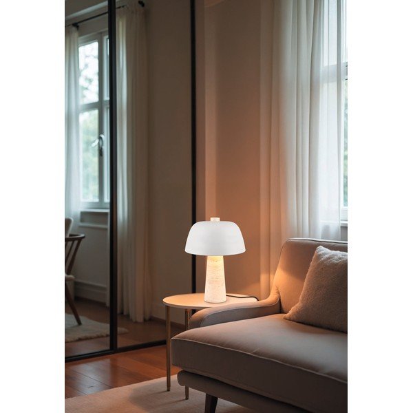 Lampada da tavolo bianca e beige con paralume in metallo (altezza totale 41 cm) Timba – Trio Select-image-1
