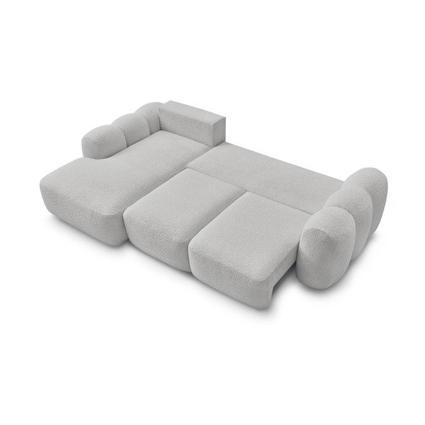 Divano angolare grigio chiaro allungabile/con contenitore (con penisola a sinistra/con chaise lounge) con rivestimento in bouclé Montaigne – Bobochic Paris-image-4