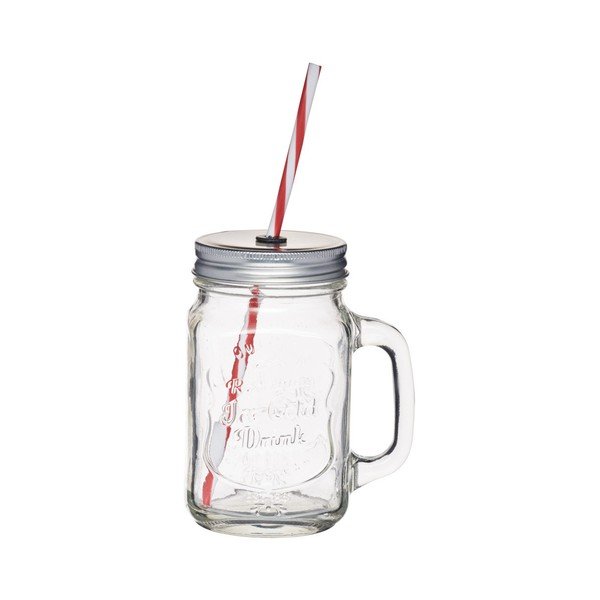 Sklenice s brčkem Kitchen Craft Home Made, 450 ml
