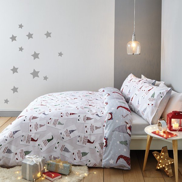 Biancheria da letto singola in cotone grigio chiaro 135x200 cm Gnomes - Catherine Lansfield-image-2