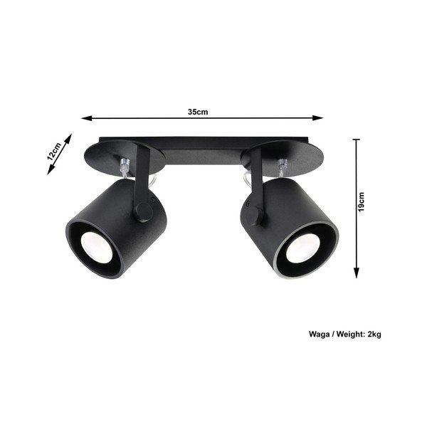 Lampada da soffitto nera Lea 2 - Sollux-image-2