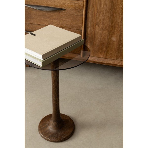 Tavolino rotondo con piano in vetro ø 35 cm Aberdeen – Bizzotto-image-1