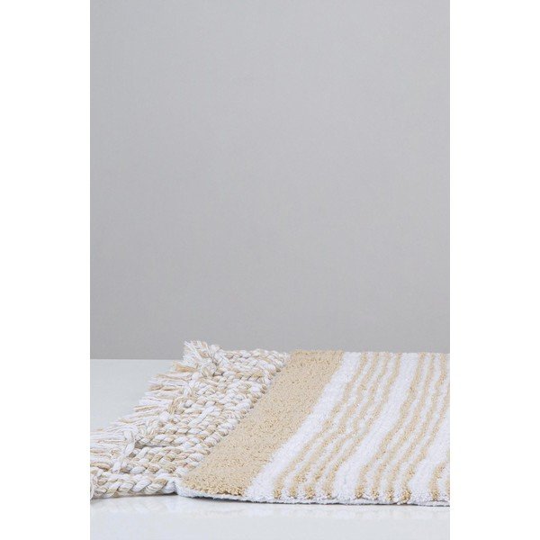 Tappeto da bagno in cotone beige, 70 x 110 cm Martil - Foutastic-image-3