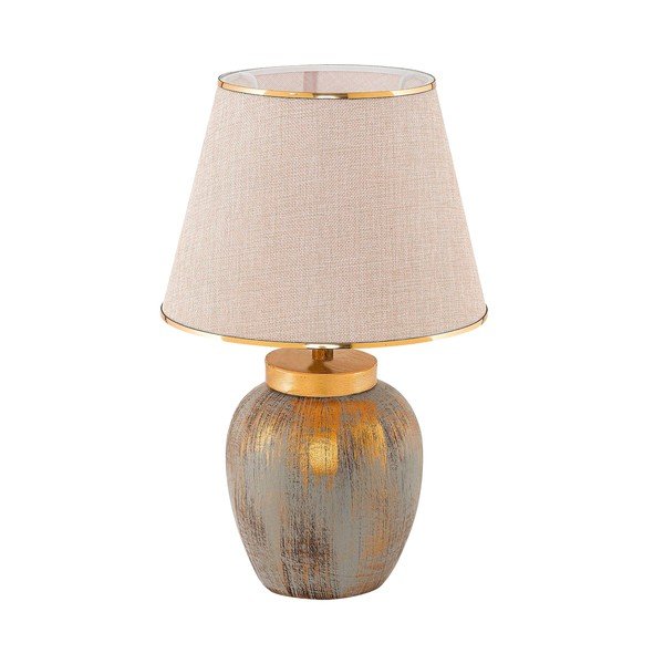 Lampada da tavolo color crema/dorata con paralume in tessuto (altezza totale 47 cm) Yakamoz – Opviq lights