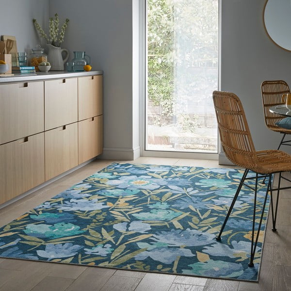 Tappeto lavabile blu 160x230 cm FOLD Alyssa - Flair Rugs-image-1