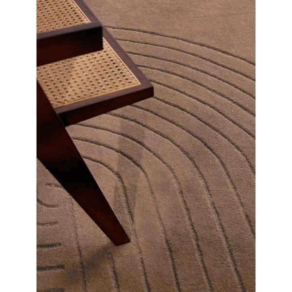 Tappeto rotondo beige in lana tessuto a mano ø 120 cm Arcura – Vikosa-image-3