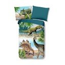 Set copripiumino e federa da bambini verde/blu in cotone per letto singolo 140x200 cm Dino – Good Morning