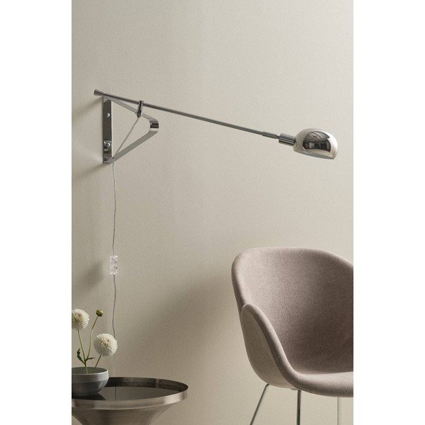 Lampada da parete color argento lucido in acciaio con alimentazione a corrente con struttura flessibile Lincon – Jotex-image-2