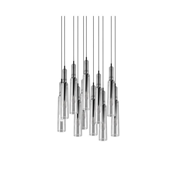 Apparecchio a sospensione LED con paralume in vetro ø 50 cm in nero-argento Lucent - Trio Select-image-2