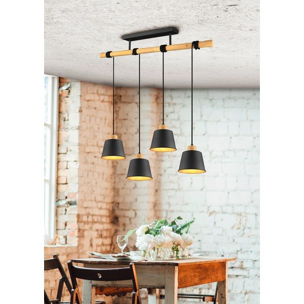 Lampadario in nero-naturale con paralume in metallo ø 18 cm Harris - Trio-image-4