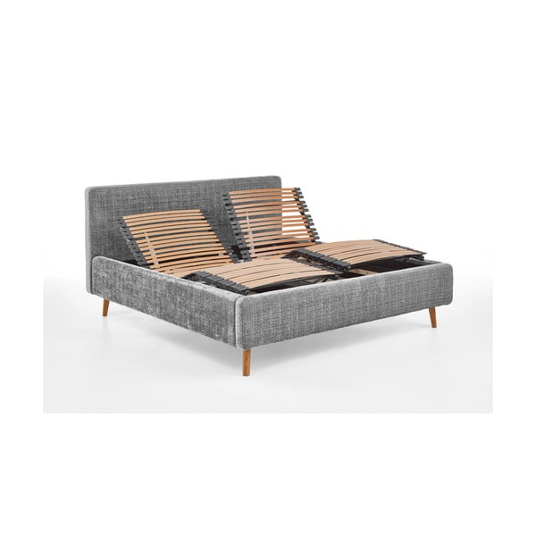 Letto matrimoniale imbottito grigio chiaro con rete inclusa 180x200 cm Primavera – Meise Möbel-image-2